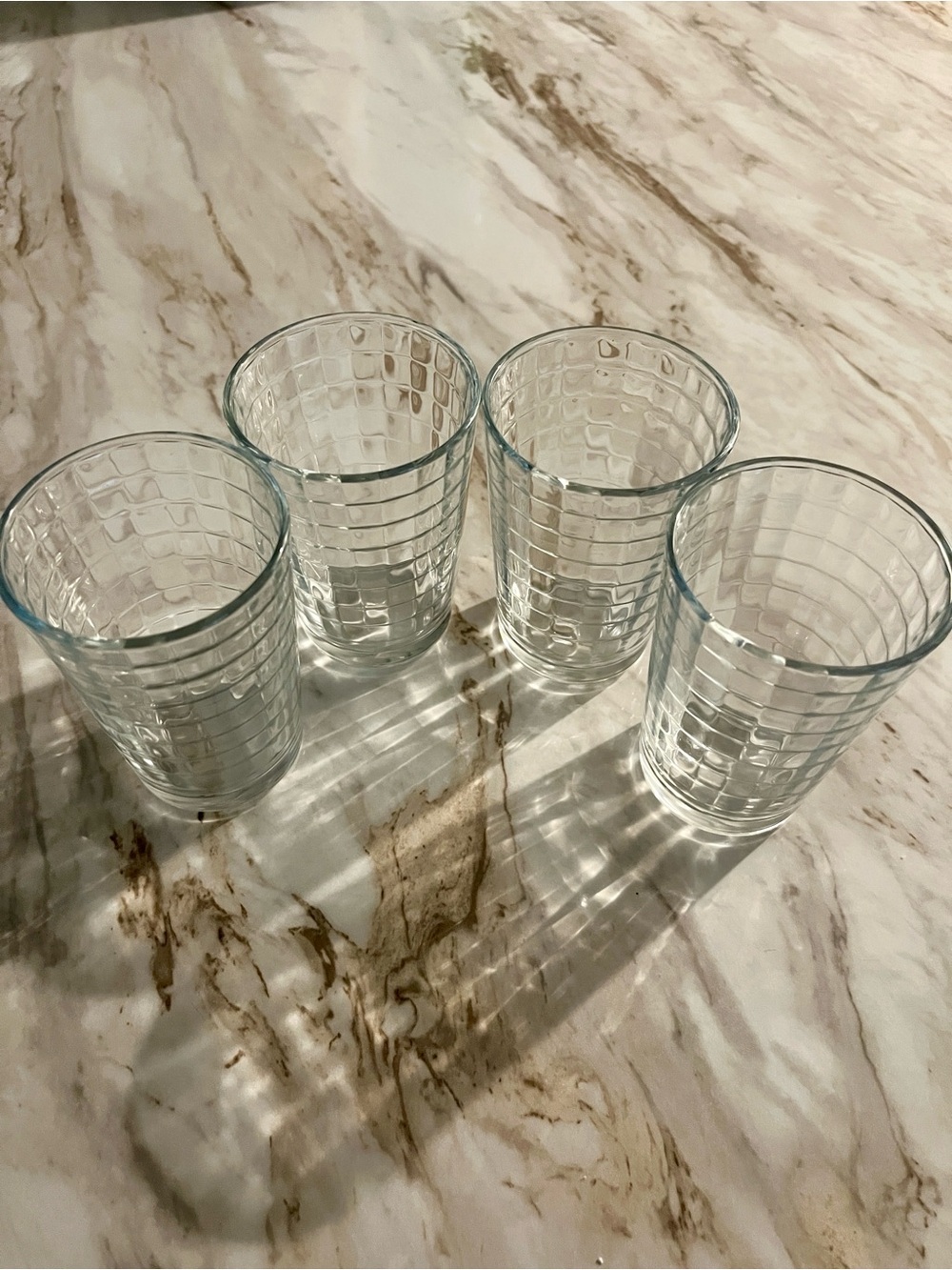 4 Pasabahce Turkish 6oz Drinking Juice Glasses Block Optic